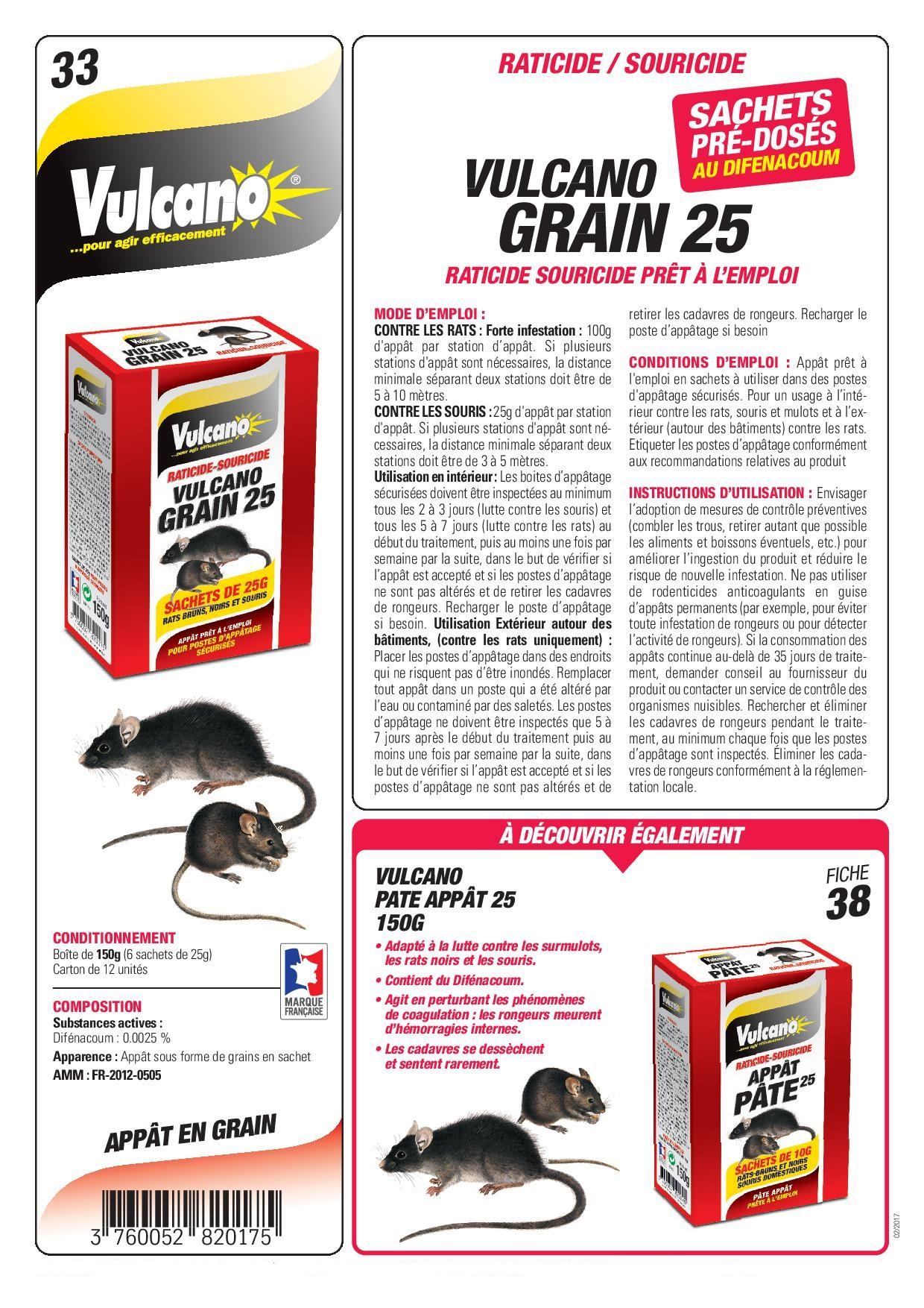 Produit Anti Rat & Anti Souris Vulcano Appât 150g - Eradicateur