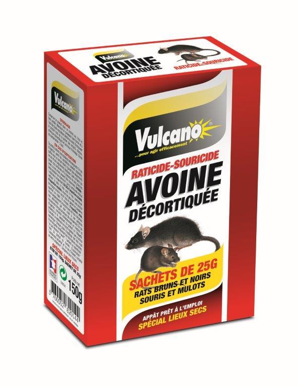 VULCANO AVOINE DECORTIQUEE Raticide-Souricide prêt à l'emploi spécial lieux  sec - Viveonis boutique