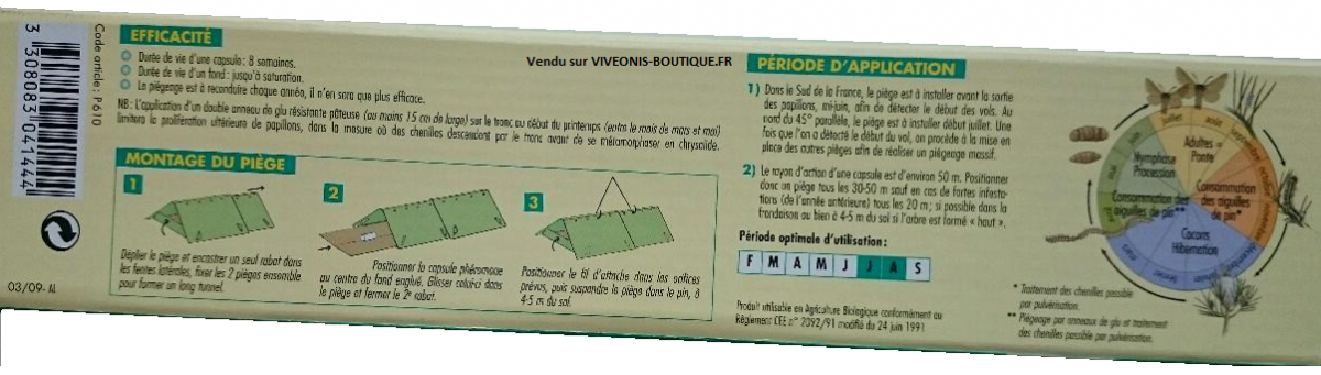 Face B Mouch'clac Processionnaire Kit pour lutter contre le papillon de la chenille processionnaire du pin et du cèdre