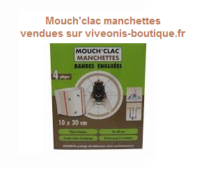 Mouch'clac manchettes 4 bandes collantes engluées anti-mouches 10x30cm